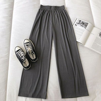 Pantaloni casual dama cu talie inalta si elastic