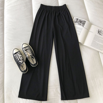 Pantaloni casual dama cu talie inalta si elastic