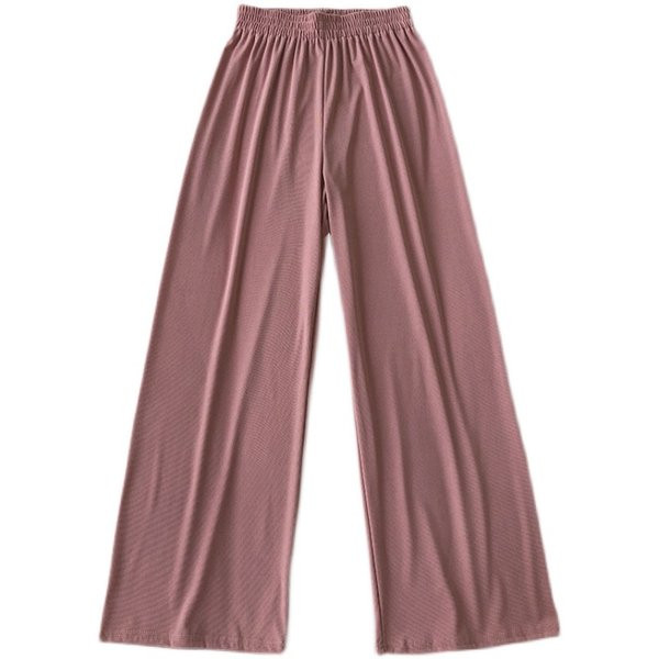 Pantaloni casual dama cu talie inalta si elastic