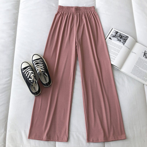 Pantaloni casual dama cu talie inalta si elastic