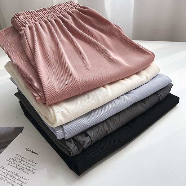 Pantaloni casual dama cu talie inalta si elastic