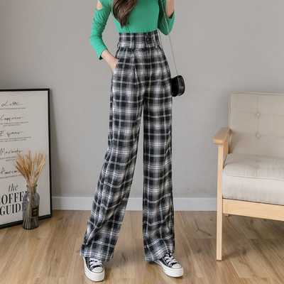 Γυναικείο καρό παντελόνι με ψηλή μέση κατάλληλο για την άνοιξη