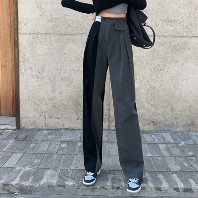 Дамски панталон широк модел с висока талия и джобове