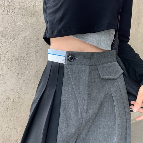 Дамски панталон широк модел с висока талия и джобове