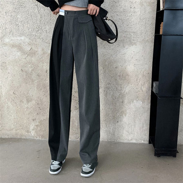 Дамски панталон широк модел с висока талия и джобове