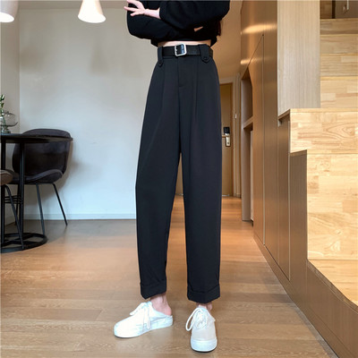 Pantaloni casual dama cu talie inalta - model larg