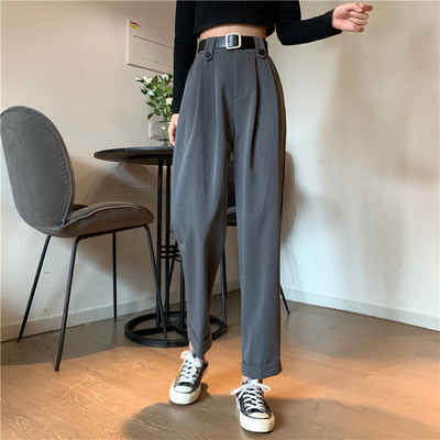 Pantaloni casual dama cu talie inalta - model larg