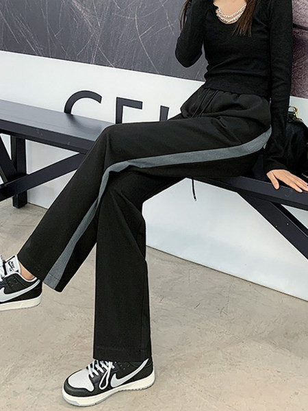 Ženske ležerne hlače s rubovima i visokim strukom