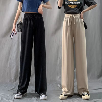 Дамски летен панталон широк модел с връзки