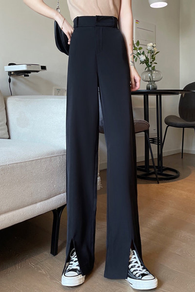 Γυναικείο μοντέρνο παντελόνι με ψηλή μέση και σχισμές