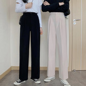 Дамски панталон прав модел в черен и бежов цвят