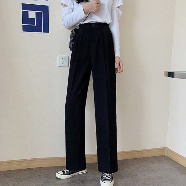 Дамски панталон прав модел в черен и бежов цвят