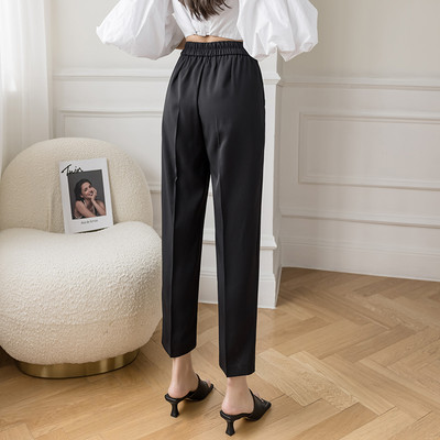 Нов модел дамски панталон в бял и черен цвят с висока талия