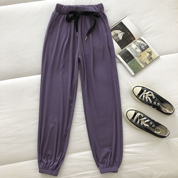 Pantaloni casual dama cu talie inalta si cravata