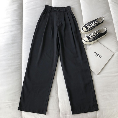 Pantaloni de dama moderni cu talie inalta - model drept