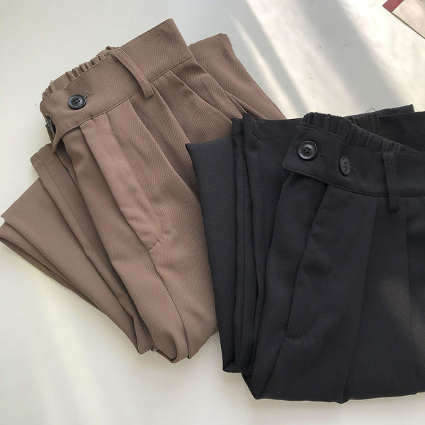 Pantaloni de dama moderni cu talie inalta - model drept