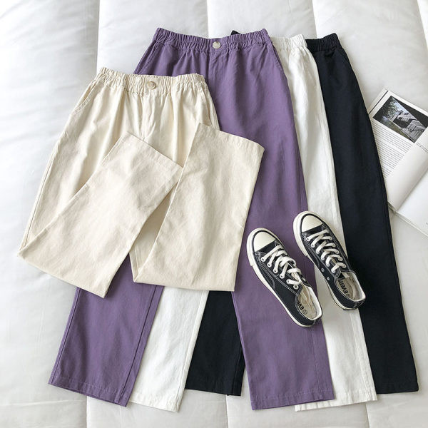 Pantaloni de dama cu elastic si talie inalta