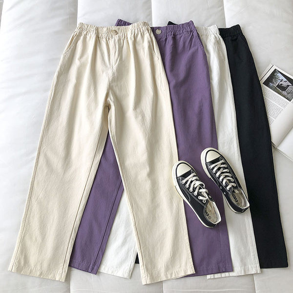 Pantaloni de dama cu elastic si talie inalta