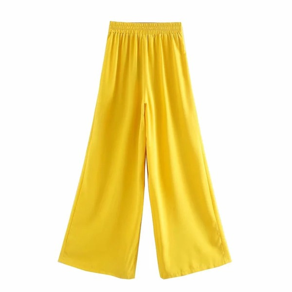 Model larg de pantaloni dama cu legaturi in talie