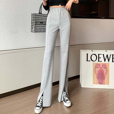 Pantaloni de dama cu talie elastica si crapaturi