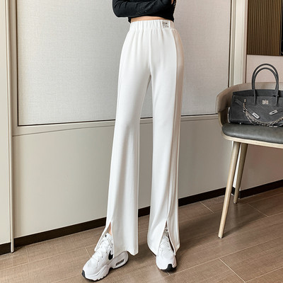 Pantaloni de dama cu talie elastica si crapaturi