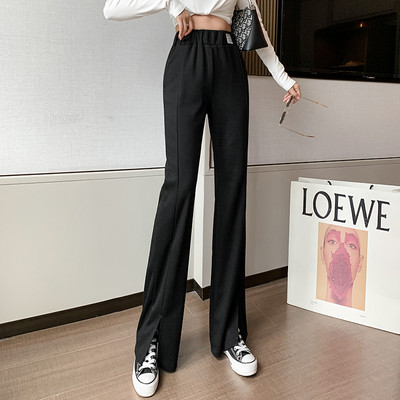 Pantaloni de dama cu talie elastica si crapaturi