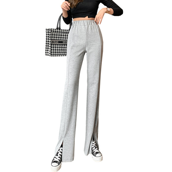 Pantaloni de dama cu talie elastica si crapaturi