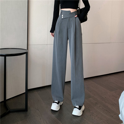 Pantaloni casual dama cu talie inalta - model larg