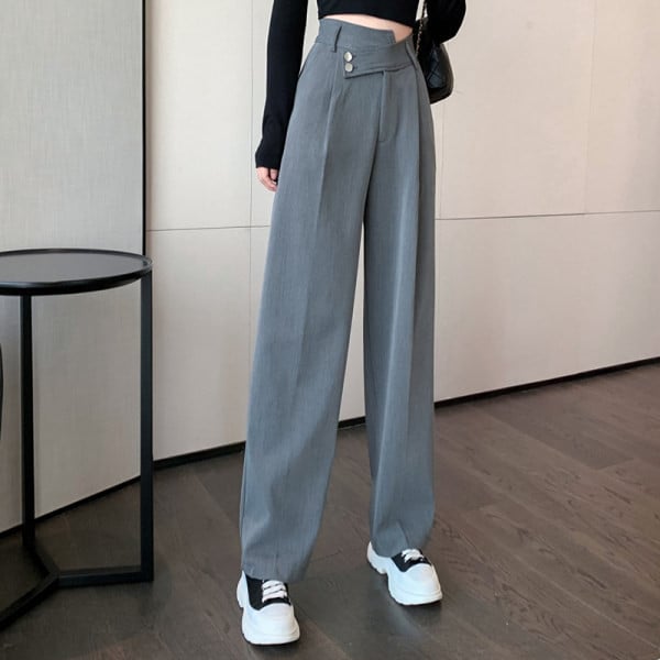 Pantaloni casual dama cu talie inalta - model larg