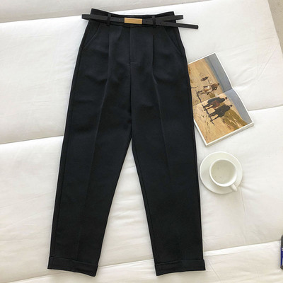 Модерен дамски панталон с  висока талия и колан