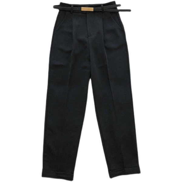 Модерен дамски панталон с  висока талия и колан