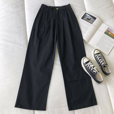Pantaloni casual dama cu talie inalta - model drept