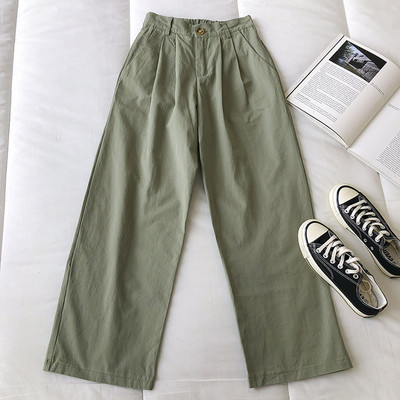 Pantaloni casual dama cu talie inalta - model drept