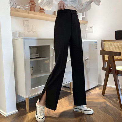 Нов модел дамски панталон с висока талия в черен цвят