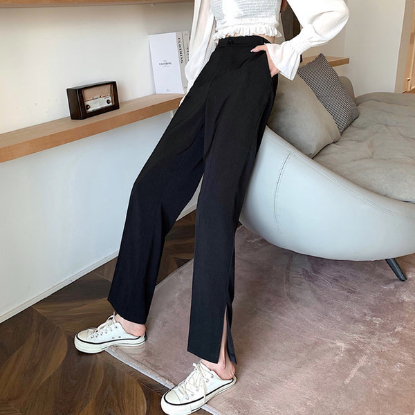 Model nou de pantaloni de dama cu talie inalta in negru