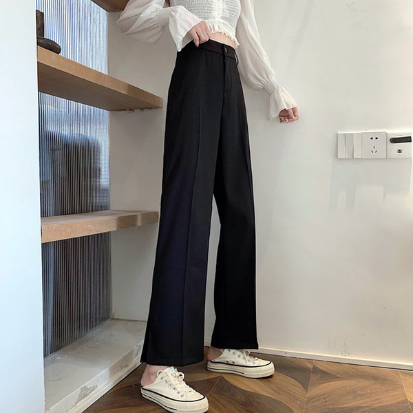 Model nou de pantaloni de dama cu talie inalta in negru