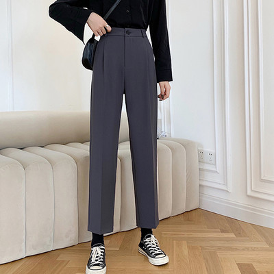 Pantaloni casual dama model drept in negru si gri