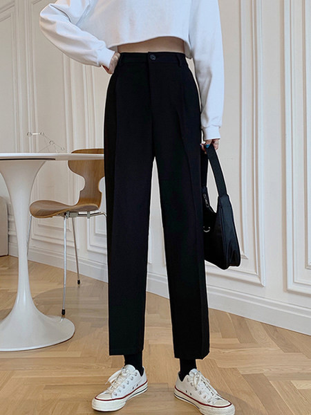 Pantaloni casual dama model drept in negru si gri