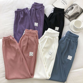 Pantaloni casual dama cu elastic si emblema