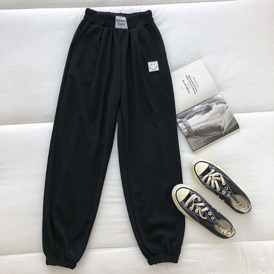 Pantaloni casual dama cu elastic si emblema