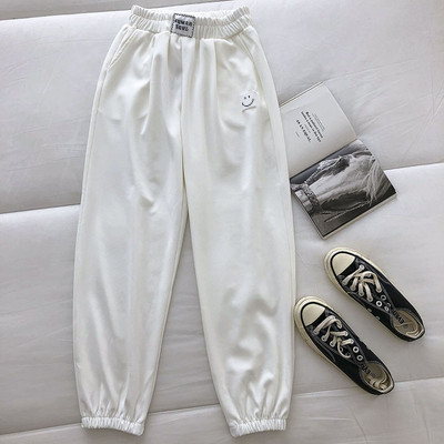 Pantaloni casual dama cu elastic si emblema