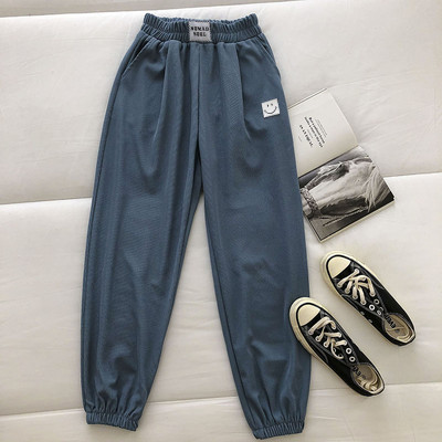 Pantaloni casual dama cu elastic si emblema