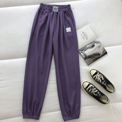 Pantaloni casual dama cu elastic si emblema