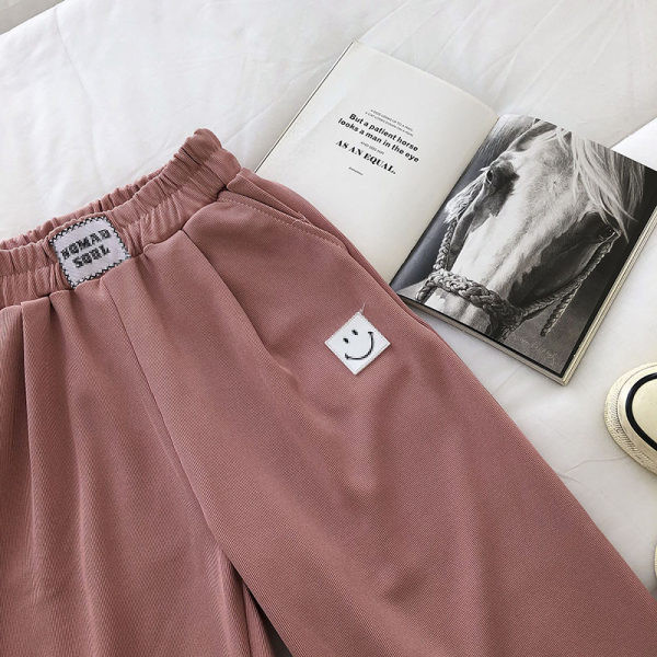 Pantaloni casual dama cu elastic si emblema