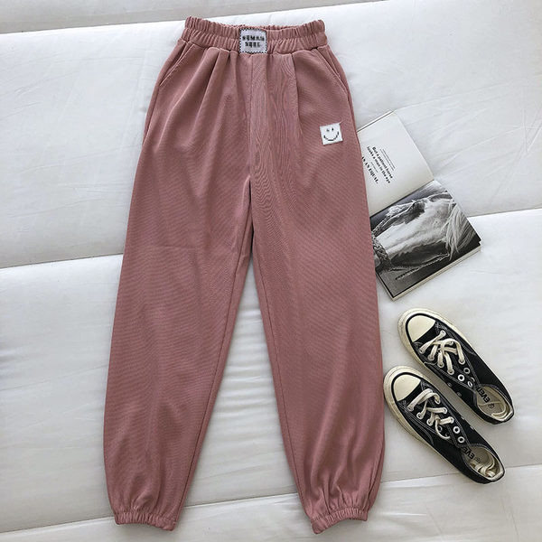Pantaloni casual dama cu elastic si emblema