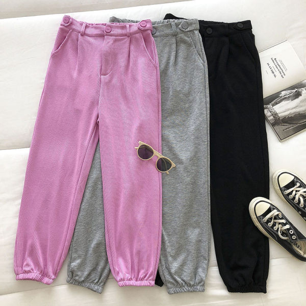 Pantaloni casual dama cu elastic la glezna
