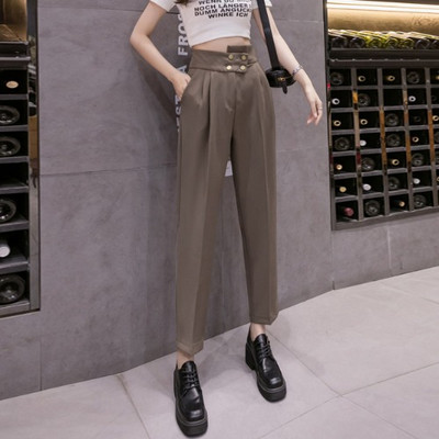 Pantaloni de dama cu talie inalta - model drept in trei culori