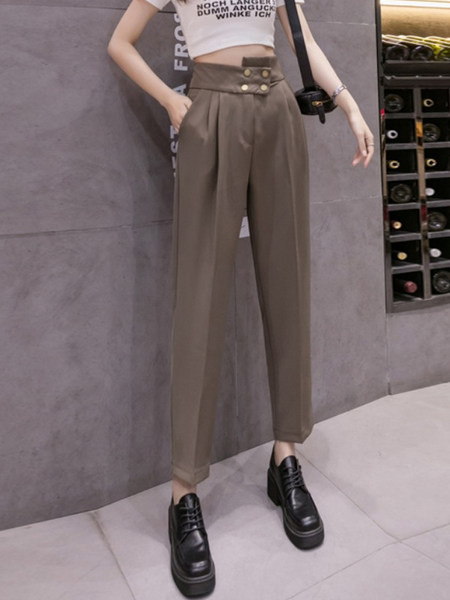 Дамски панталон с  висока талия - прав модел в три цвята
