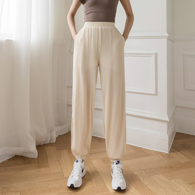 Pantaloni casual dama - model larg cu talie inalta