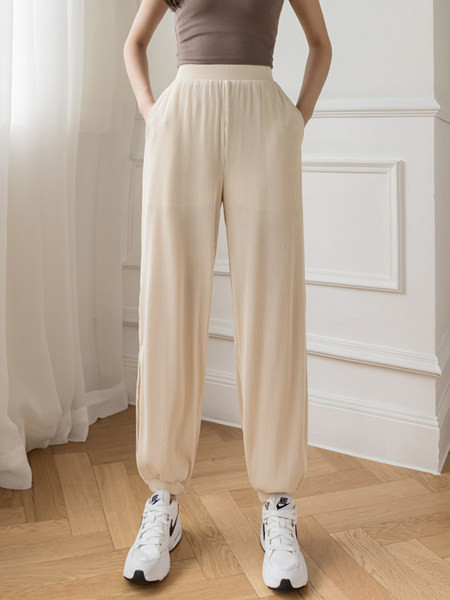 Дамски ежедневен панталон-широк модел с висока талия